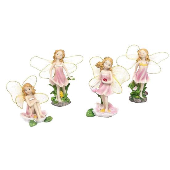 

4 шт. / Комплект Сказочный сад Миниатюрная смола DIY Цветочные ангелы Орнамент Статуэтки Декор