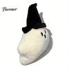 Portable Small Plush Companion Halloween Pumpkin Ghost Pillow, Cute Soft Stuffed Animal Sofa Cushion Orange And White for Living Room, Spooky Huggable