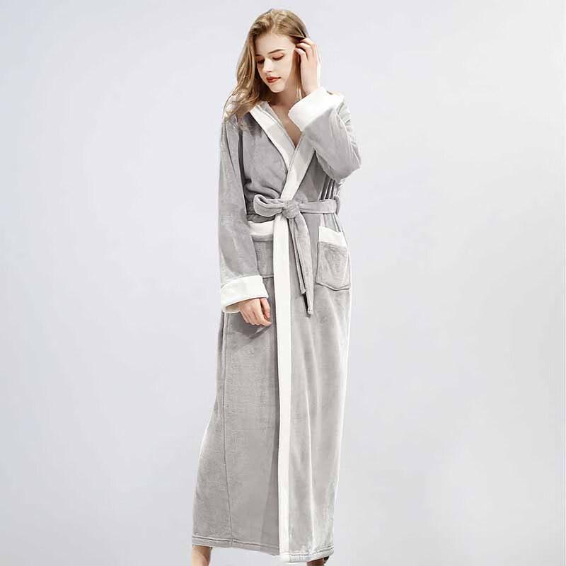 OEING Men's Autumn Winter Hooded Bathrobe