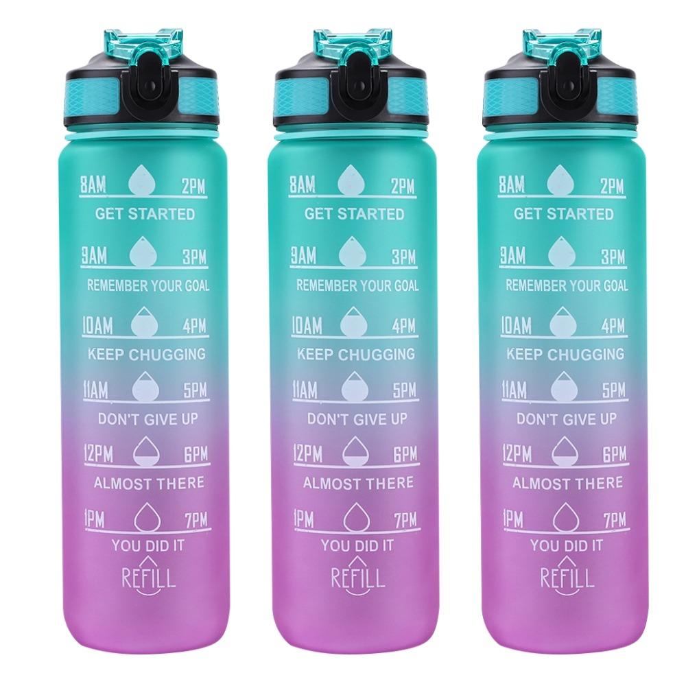 Bouteille D'Eau Sport 1L Avec Brumisateur - Marqueur Temps, Anti-Fuite Pour Fitness Et Outdoor