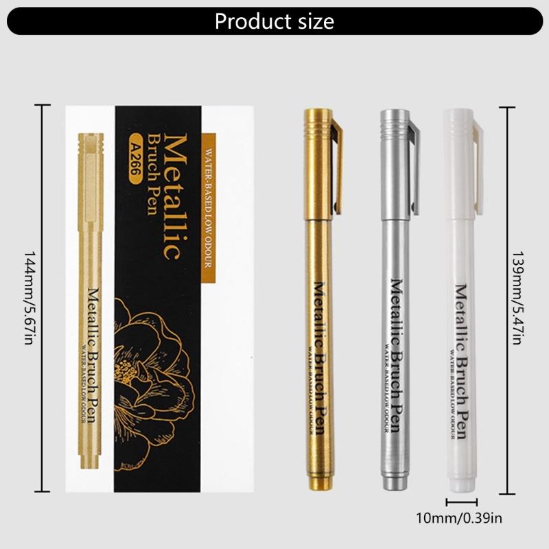 3Pcs Metallic Paint Marker Pen Water Resistant Paint Pen For Art Illustrations Card Making Scrapbooking Drawing