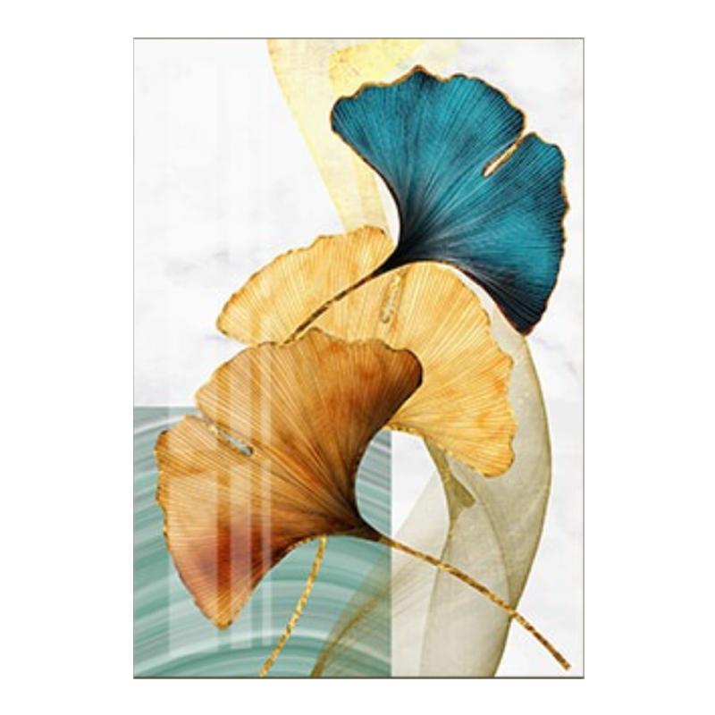 Albastru Verde Galben Auriu Frunză de Plantă Abstract Poster Nordic Imprimeu pe Pânză Artă de Perete Pictură Imagine Modernă Decor pentru Camera de Zi FĂRĂ Ramă