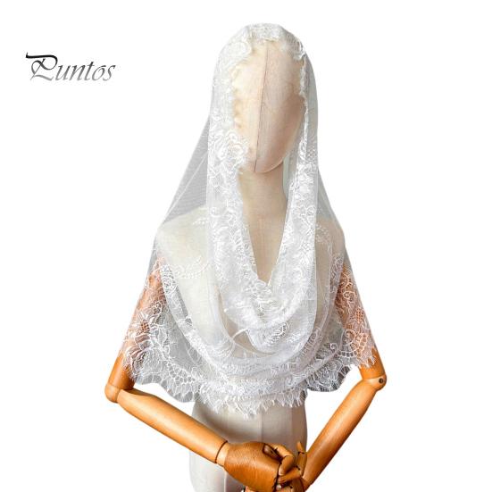 

Кружевная фата невесты, прозрачная кружевная тонкая мантилья, цветочная вышивка, чистый цвет, традиционная святая, винтажная, свадебная, выпускной, для особых случаев, головной убор белый