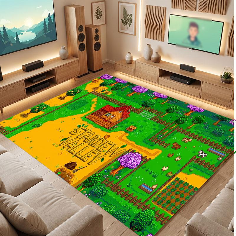 Stardew Valley Teppich Weich Dick Rutschfest Boden Teppich für Schlafzimmer Wohnzimmer Heimdekoration