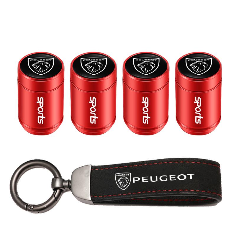 Car Tire Wheel Valve Caps Cover Suede Car Key Chain Ring Keychain For Peugeot 206 307 308 3008 207 208 407 408 508 2008 5008 301 UGE2