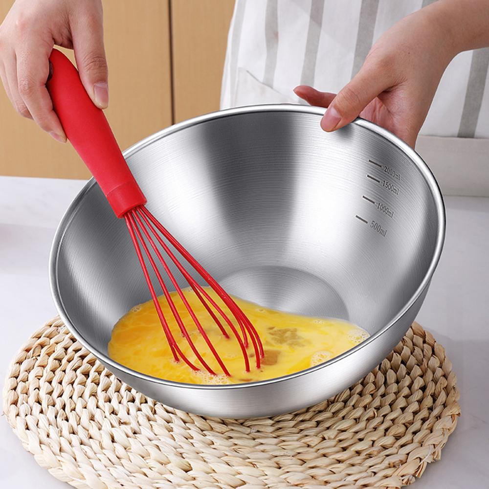 19cm+22cm+24cm+26cm 4Pcs Salad Bowl Stainless Steel 304 Mixing Bowl with Measurement Markings for Kitchen/Baking (No FDA)