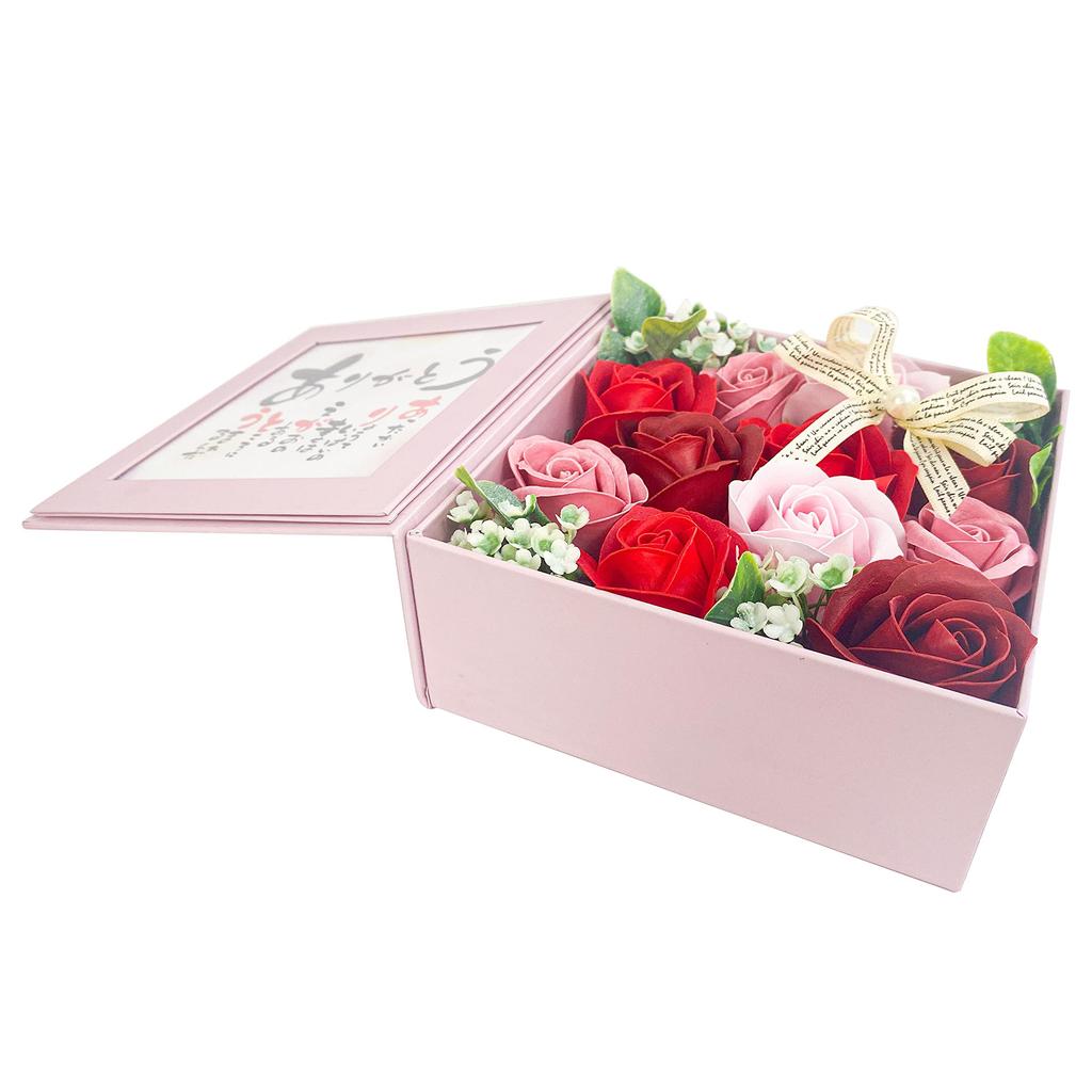 Soap Flower Bath Salt Poem Box Pink Red Gift 794537 Q-FLA "Thank You"
