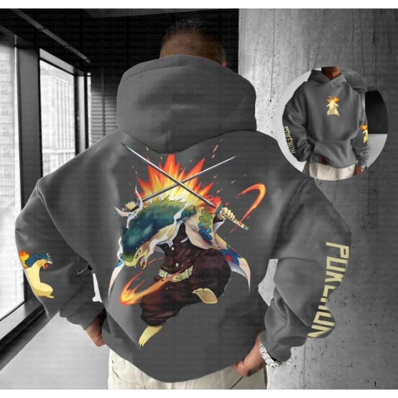 Autumn and Winter Handheld Game Cartoon Print Hoodie Men's Cartoon Hand-painted Fashion Trend Loose Casual Jumper
