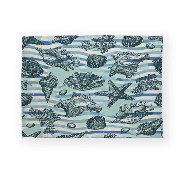 Fisch Meeresleben Muschel Muster Küchen-Tischset Leinen Esstisch-Matten Untersetzer Schale Tasse Matte Fisch Haus Dekoration Tisch s