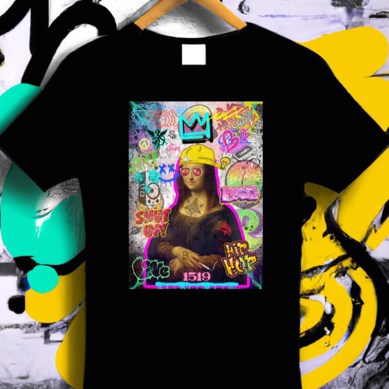 Mona Lisa T-Shirt, Mona Lisa Graffiti Shirt, Street Art T-Shirt, Urban Art Tee, Pop ArT-Shirt, Renaissance Art Gift, Edgy Art Tee XL