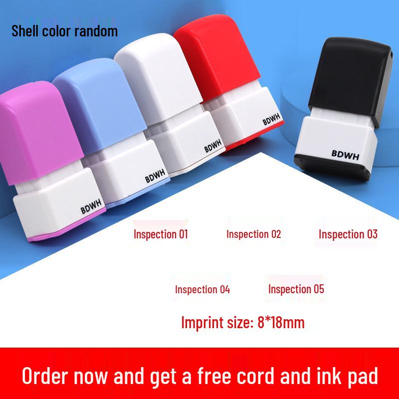 Medium QC Stamp: Auto-Inking, Employee & Pass Numbering, Inspection Approved.