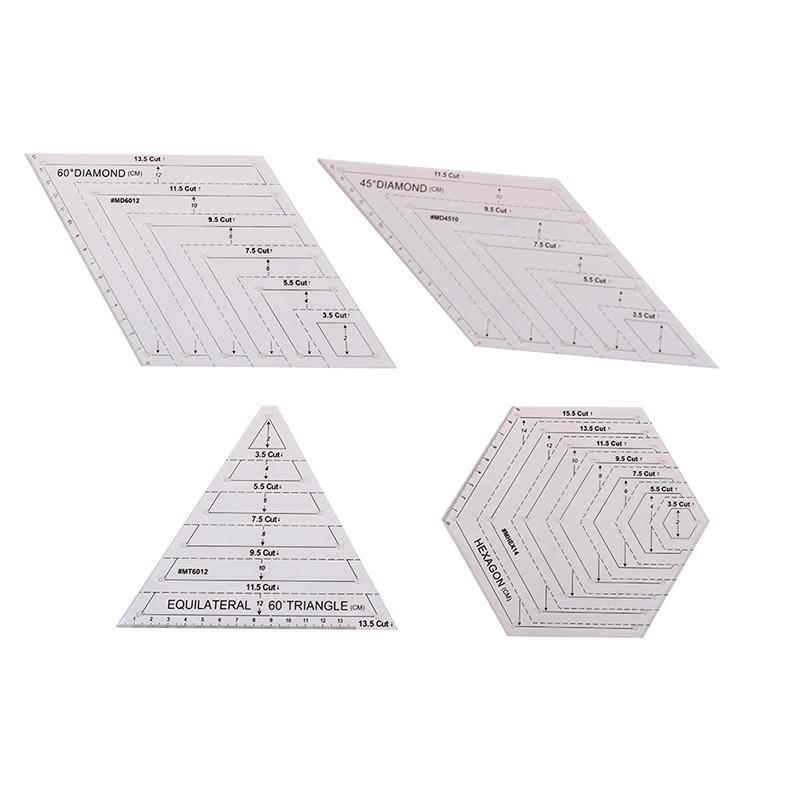 Quilting Patchwork Ruler Triangle Rhombus Hexagon Acrylic Template Sewing Tool
