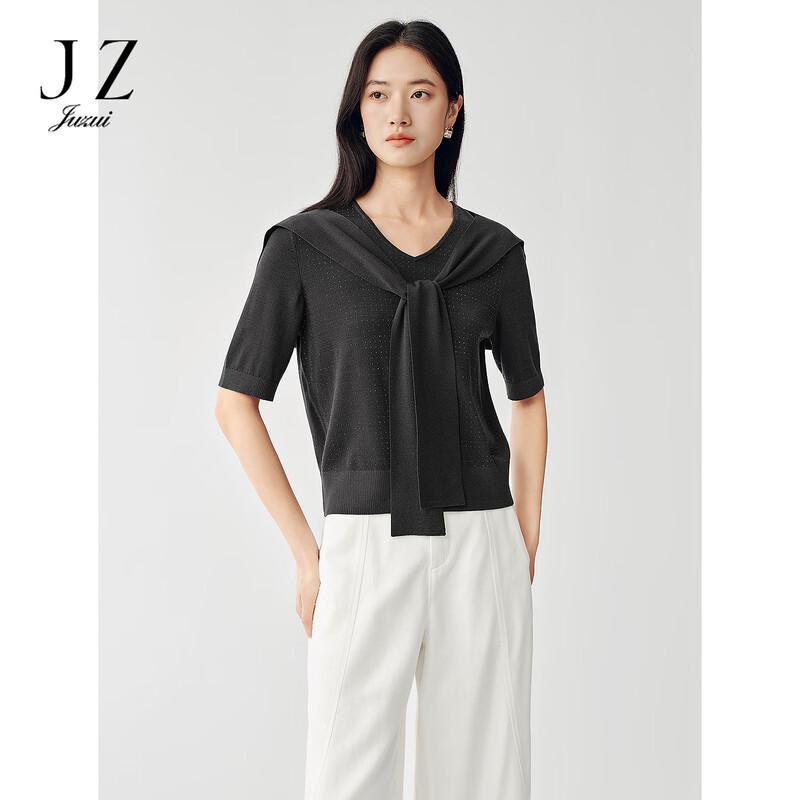 JUZUI Women s Elegant Sequin Knit Cardigan L