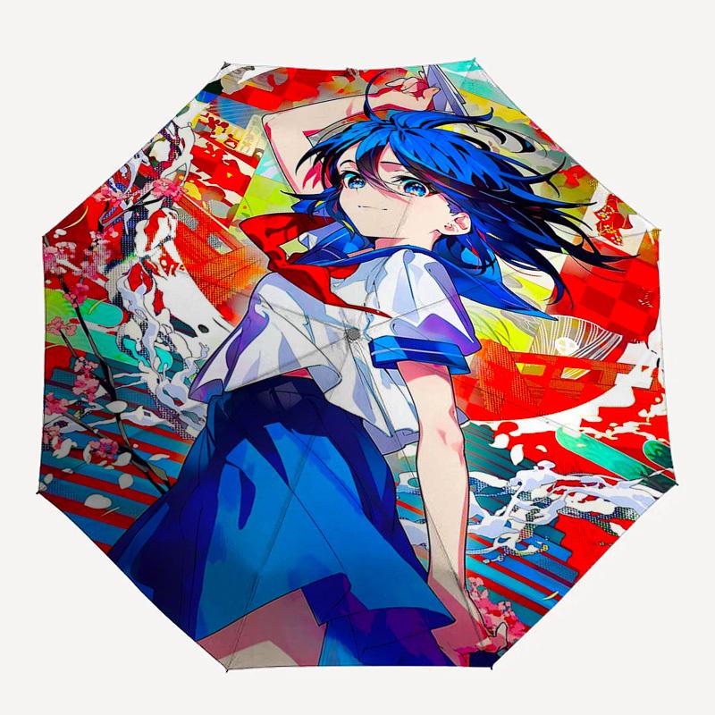 1pc Anime Character Outdoor Umbrella - Automatic Opening/Closing - Portable 3-Fold Design - 8-Rib Iron Frame - Festival Gift for Fans, Travelers,