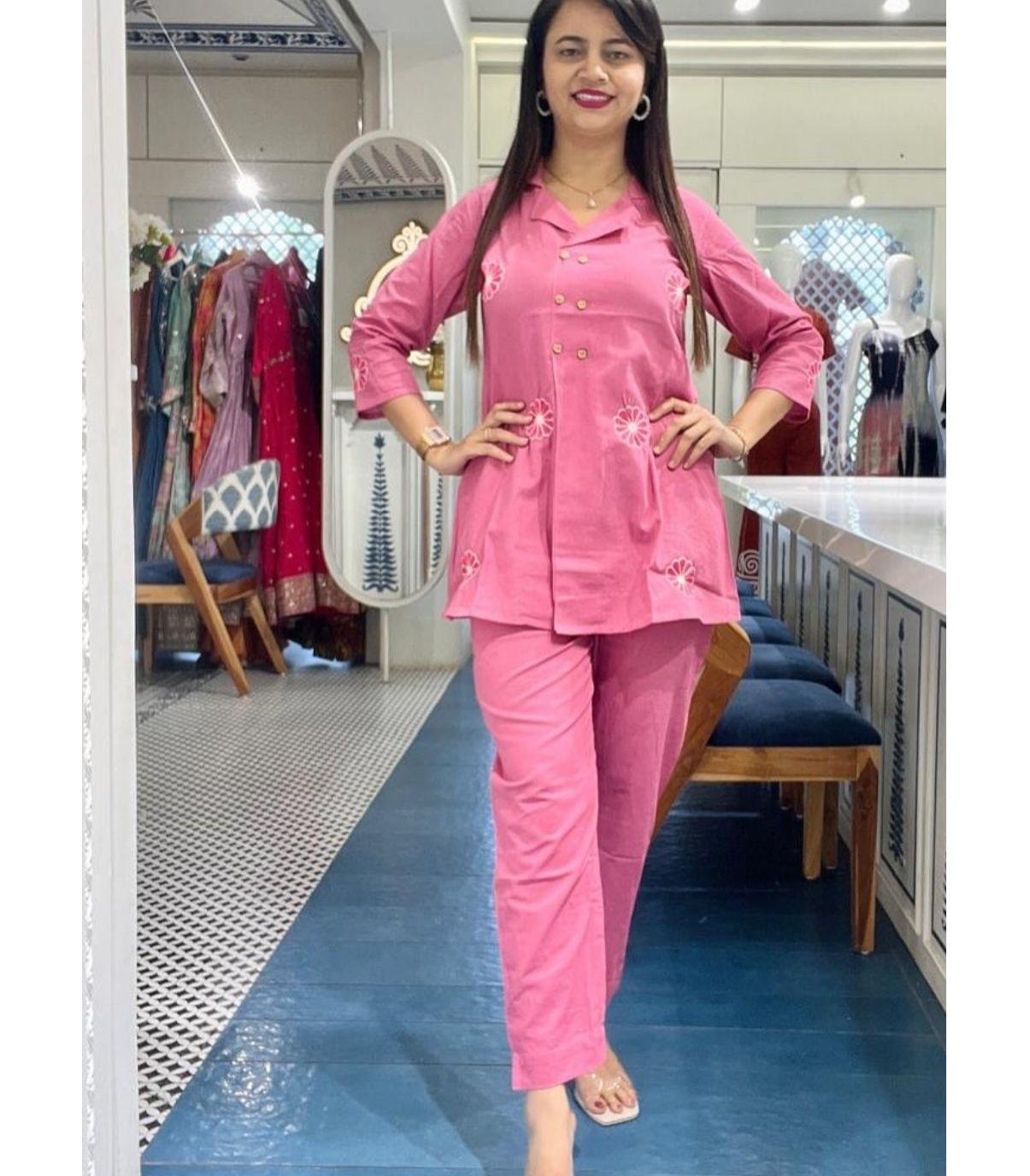 

Женский дизайнерский праздничный наряд из чистого хлопка слаб, топ в стиле анракха, комплект со шнурком, курти-платье 2XL розовый