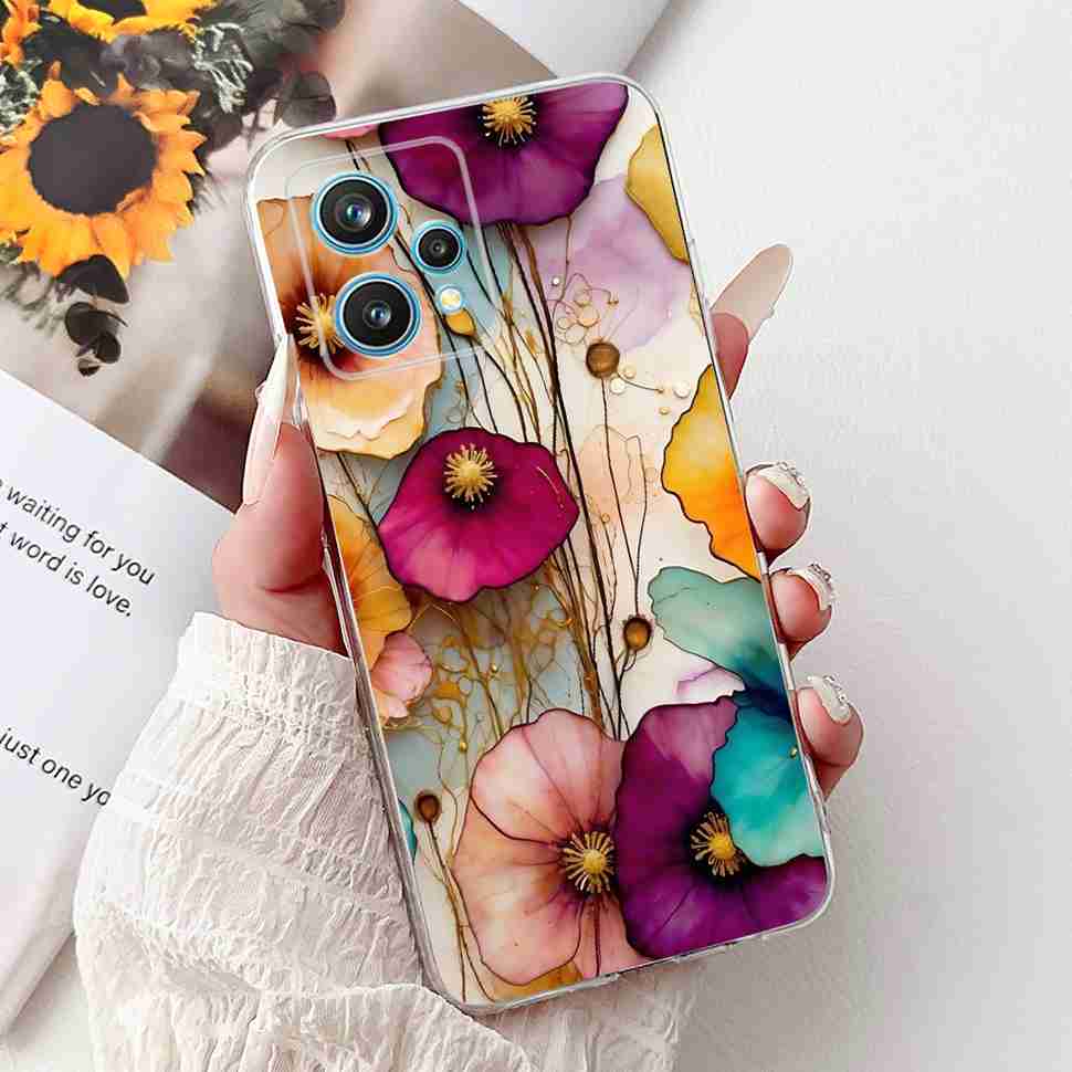For Oppo Realme 9 Pro+ RMX3392 Case Fashion Painting Soft Silicone Cover For Realme 9Pro Plus RMX3393 6.43" Flower Phone Shell
