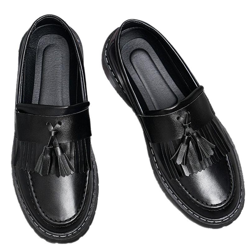 Leather shoes men's business versatile spring summer breathable British style casual leather shoes wedding best man shoes increase height