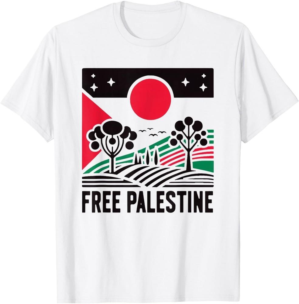 

Funny Free Palestine Flag Peace Love Flag Freedom Graphic Unisex T-Shirt M