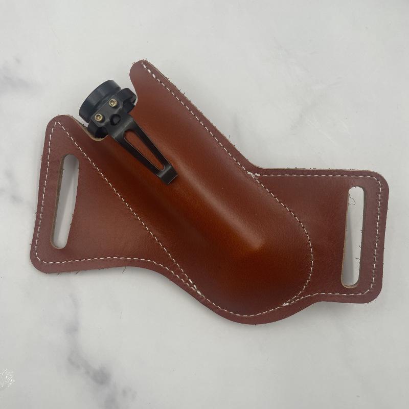 New 1pc Sheath Cover Protector Bag Cowhide Fold Knife Leather Sheath Straight Pocket Knife Cover Bag Outdoor Tool