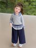 Girls' Sweet Bow Korean Style Autumn Sweatshirt Set 2025 - Stylish Two-Piece Outfit for Baby Girls