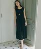 MALOUPE 7107 Crinkle Sleeveless Long Dress (Black)