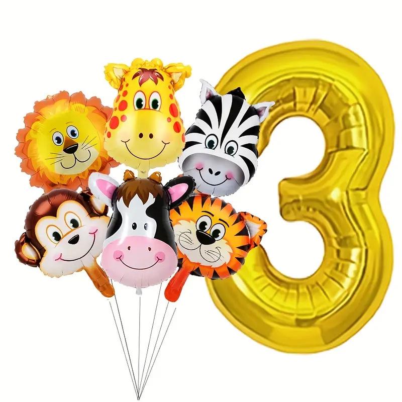 32" Jungle Animals Balloon Set: Tiger, Lion & Zebra Foil Balloons for Kids' Birthday Parties