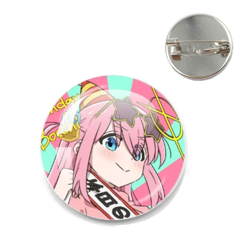 BOCCHI THE ROCK Pin Round Cartoon 20MM/25MM Metal Brooches Handmade Pins For Backpack Jewelry Accessories Gifts Creative Badge