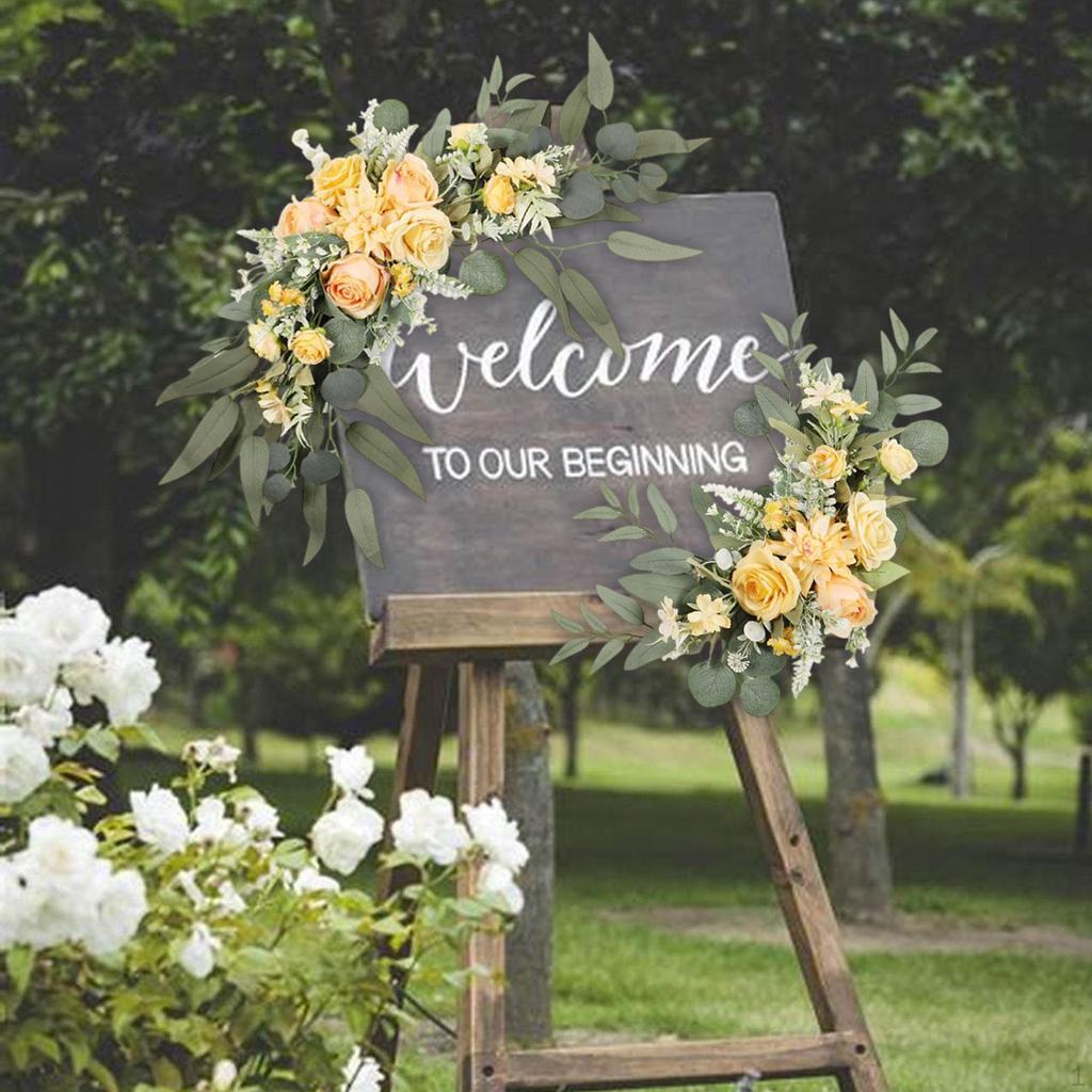 2 Pieces Artificial Flowers Wedding Floral Swag Arrangement Elegant Decoration for Valentines