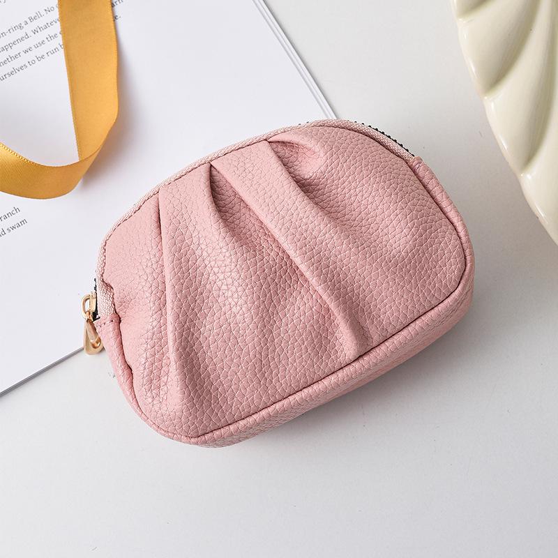 Women's Genuine Leather Pleated Wallet - Double Zipper, Multi-functional Coin Purse
