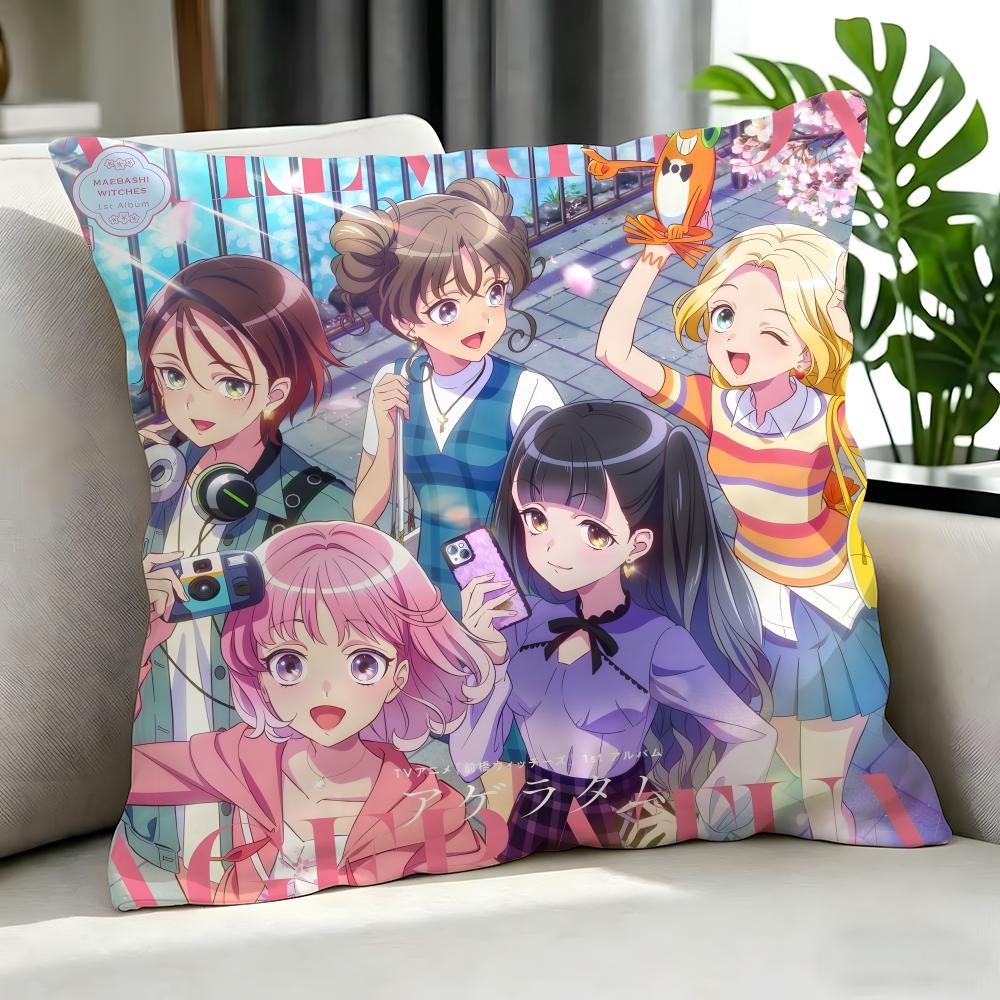 Anime Maebashi Witches Cushion Cover Cushion Cover Set 4Pcs 50X50 45X45 40X40 Pillowcase Decorative Sofa Home Decor