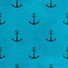 Royal Velvet Fabric Polyester For Sewing - Motif Anchor On Blue