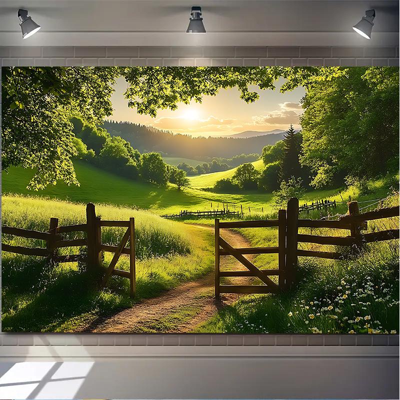 2D plane 1 piece of vibrant greenery and wooden fence suitable for photo props events and gifts outdoor use
