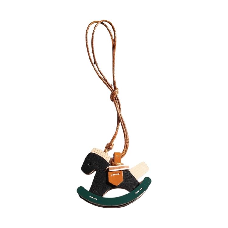 Decorative Leather Keychain Featuring 2026 Wooden Horse Design For Year Handmade Unique Bag Accessory