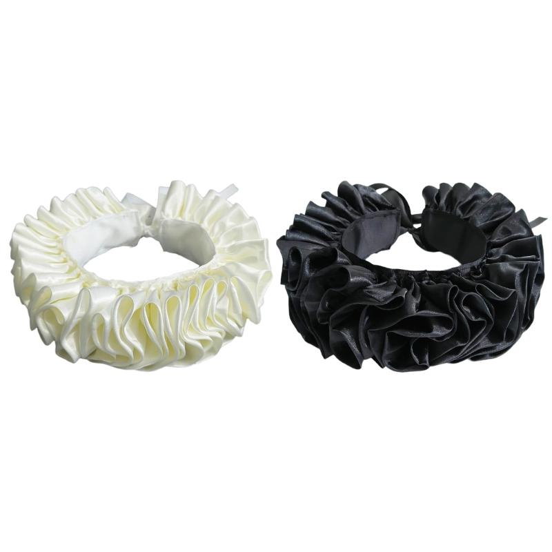 Renesansowa Kryza Kołnierz Fałszywy Satyny Regulowany Pasek Szal Klaun Choker Do Kostiumów Elżbietańskich Wiktoriańskich Gotyckich