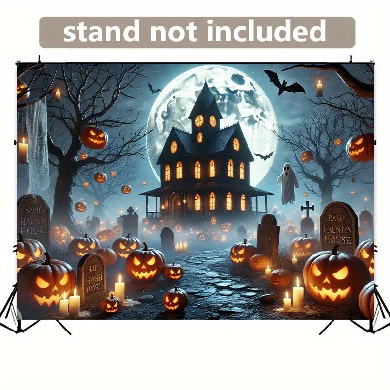 1 Background Banner Halloween Haunted House Pumpkin Scene Background Cloth Wall Decoration