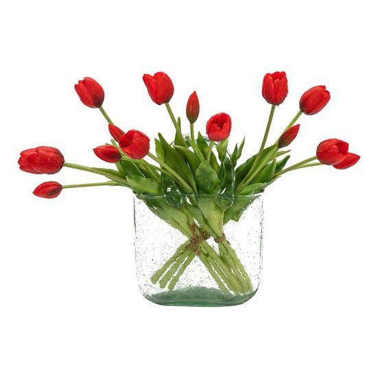 5 Head Artificial Tulip Bouquet 15.7" Long Stem Faux Tulip Flower Lifelike Real Touch
