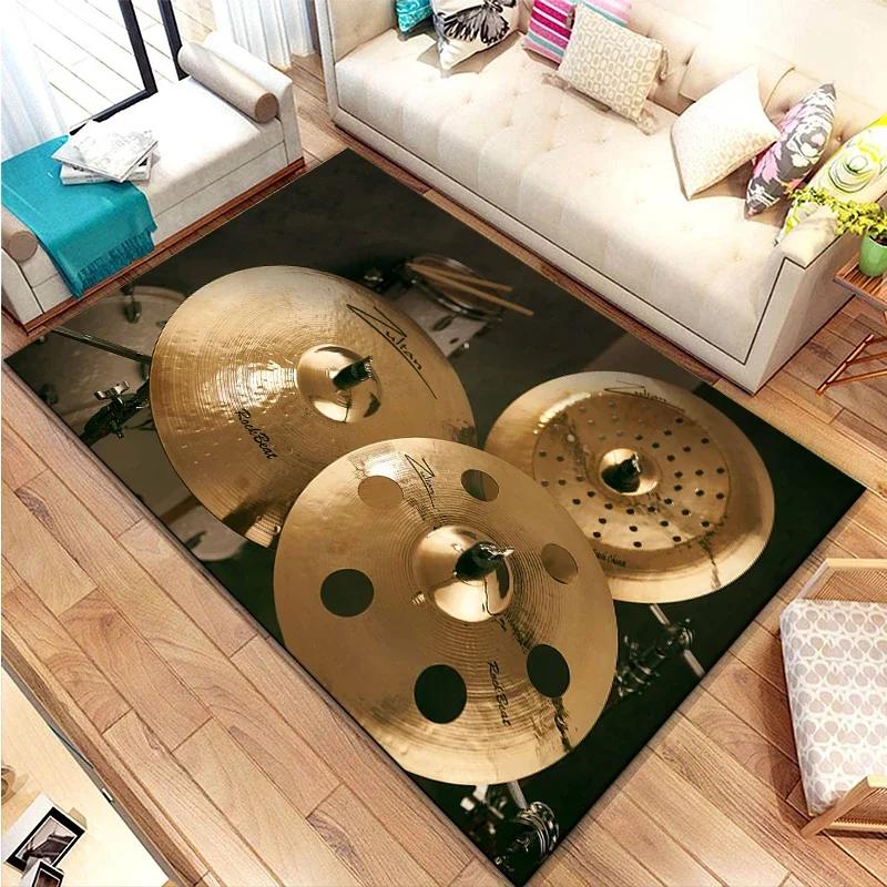3D Drum Kit Music Instruments Area Large Carpet Musical Rock Rug for Home Living Room Bedroom Dorm Door Mat Non-slip Floor Mats