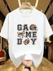 Wds0174trendy Letter Printed Plus Size Unisexs Round Neck Tshirt Summer Casual Short Sleeved Top Street Fashion Versatile