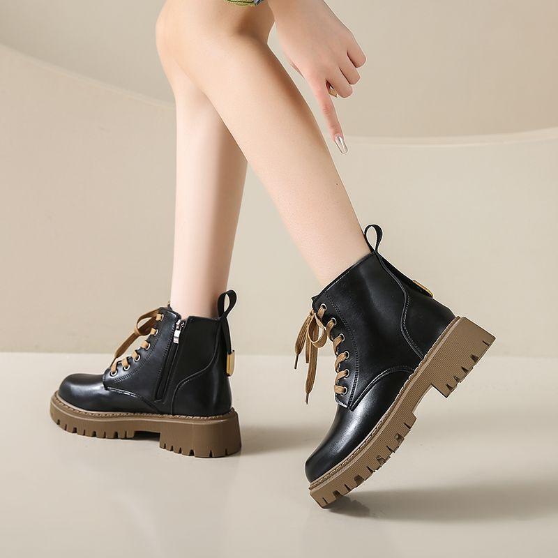 Fashion Woman Short Shoes Height Increasing British Style Soft Thick Platform Booties Hot High Quality Y2k Autumn Ankle Boots for Women