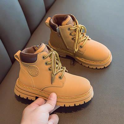 Kinder kleine gelbe Stiefel Mädchen 2025 neue Martin-Stiefel Herbst und Winter Jungen Fried Street Britischer Stil kurze Stiefel vielseitige Stiefel mit weicher Sohle
