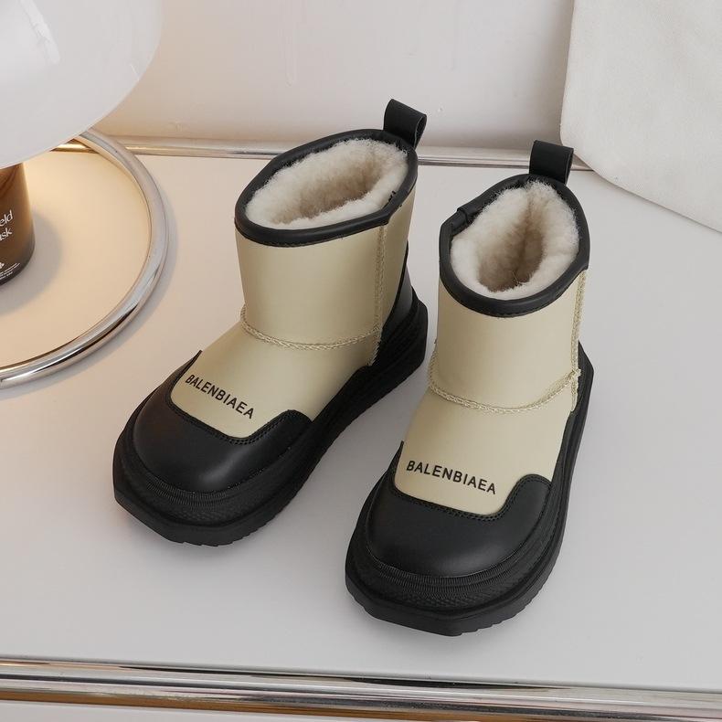 ins Paris wind children snow boots autumn and winter boys and girls thick hair warm one pedal