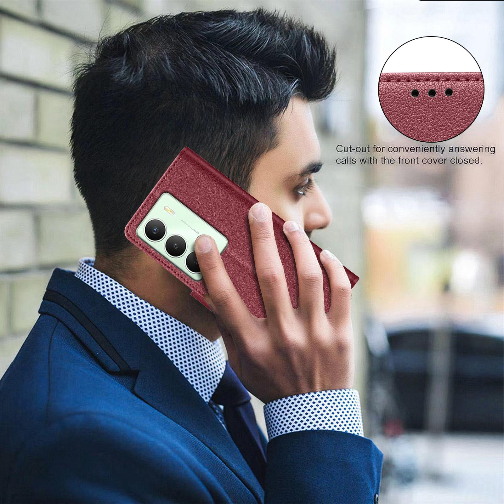 

BINFEN COLOR BF32 For Realme 14x 5G Leather Case Wallet RFID Blocking Phone Cover Red