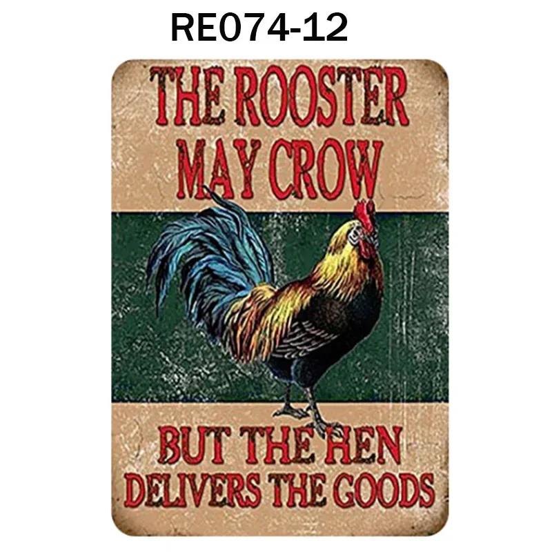 Happy-Hens Fresh Eggs Metal Tinplate Poster Chickens Farm Shop Poster Vintage Restaurant Wall Decor Retro Plaque Signs 20*30cm