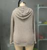 2025 Autumn/Winter V-Neck Plus Size Women's Hooded Ribbed Long Sleeve T-Shirt
