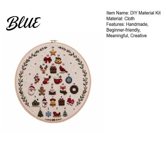 Calendario de Adviento Bordado de Navidad 24 Días Árbol Kit de Costura DIY para Principiantes Regalo de Cuenta Atrás Festivo Paquete de Materiales con