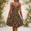 Women Plus Size V Neck Strappy Sleeveless Floral Printed White Gathered Waist Flared Hem Dress