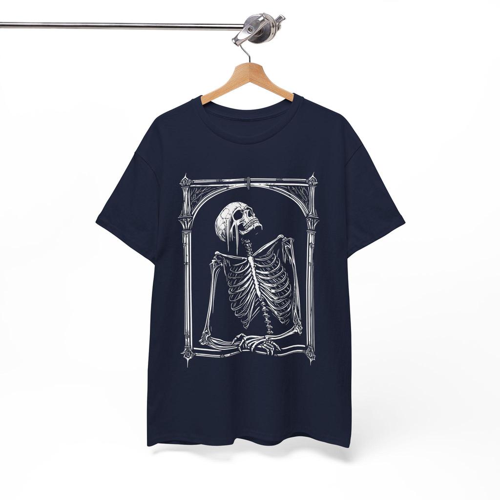 Dark Gothic Skeleton Shirt, Macabre Horror Goth Aesthetic Clothing Memento Mori T-Shirt Dark Academia Art Occult Horror Shirt