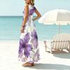 Summer Bohemian Big Floral Lightweight Sleeveless Flowy Maxi Dress for Beach Vacation Casual Wear
