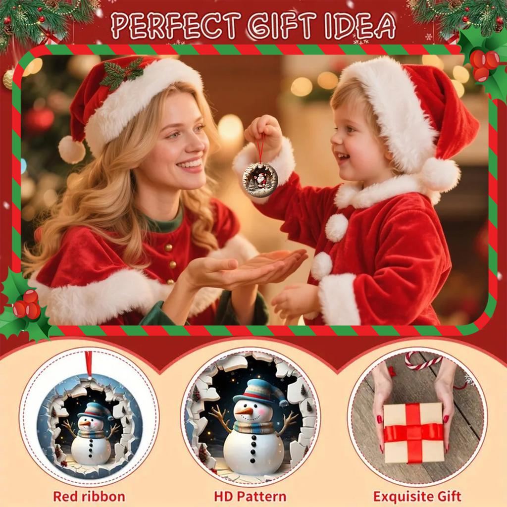 2D Flat Acrylic Christmas Snowman Christmas Tree