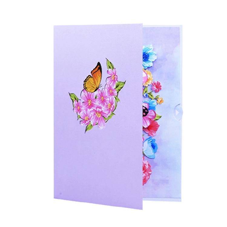 Flower Butterfly Charm Paper Card 3D Greeting Card Set with Envelope Small Card